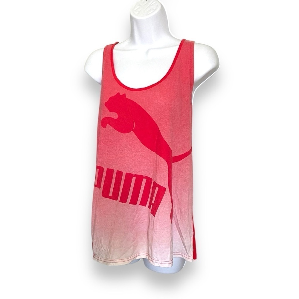 Puma Sport Lifestyle Pink & Red Stretch Tank Top – Activewear Gym Shirt -Large